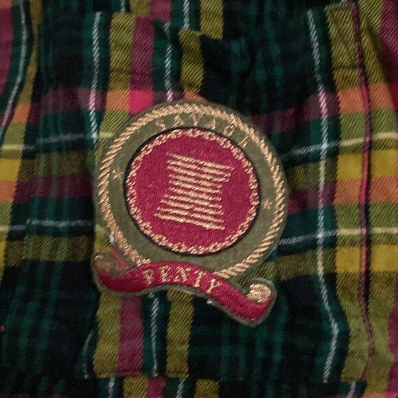 Savage X Fenty- Plaid Cropped button down - Green/Pink Plaid - Size small - Picture 5 of 7